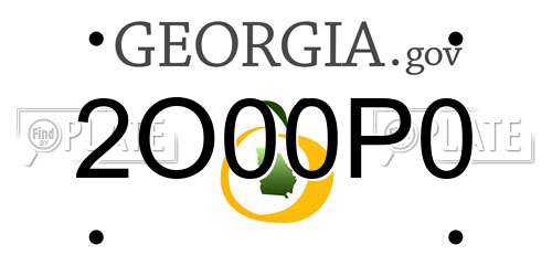 2O00P0 Georgia License Plate