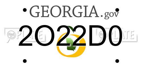 2O22D0 Georgia License Plate