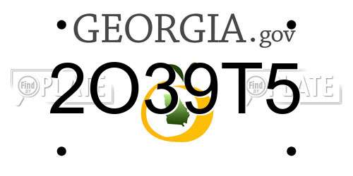 2O39T5 Georgia License Plate