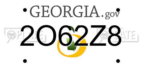 2O62Z8 Georgia License Plate