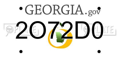 2O72D0 Georgia License Plate