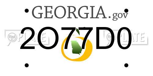 2O77D0 Georgia License Plate
