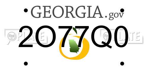 2O77Q0 Georgia License Plate