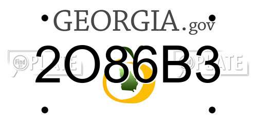 2O86B3 Georgia License Plate