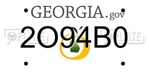 2O94B0 Georgia License Plate