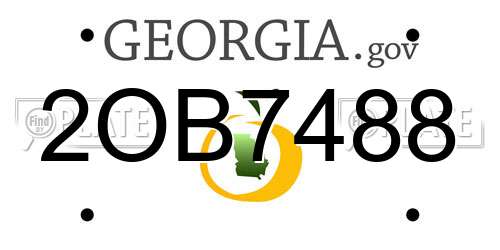2OB7488 Georgia License Plate