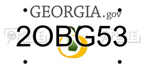 2OBG53 Georgia License Plate