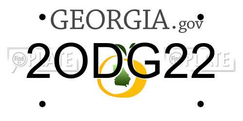 2ODG22 Georgia License Plate