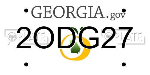 2ODG27 Georgia License Plate