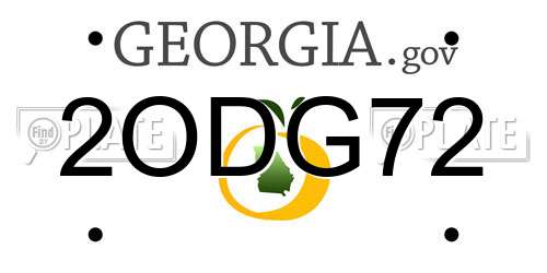 2ODG72 Georgia License Plate