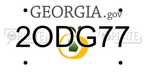 2ODG77 Georgia License Plate