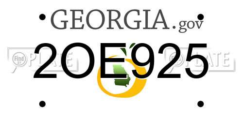 2OE925 Georgia License Plate