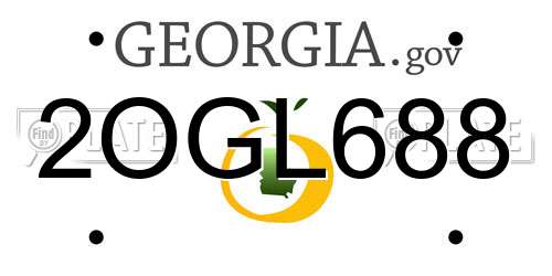 2OGL688 Georgia License Plate