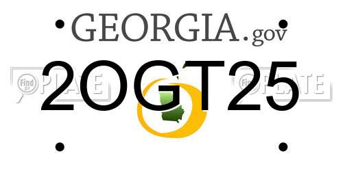 2OGT25 Georgia License Plate