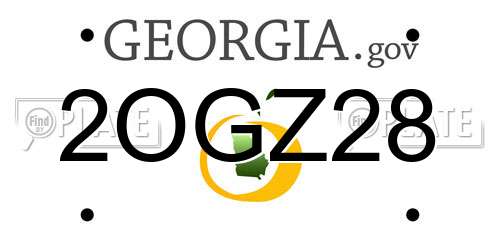 2OGZ28 Georgia License Plate