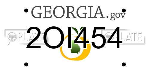 2OI454 Georgia License Plate