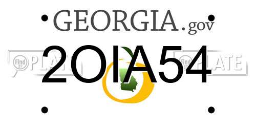 2OIA54 Georgia License Plate