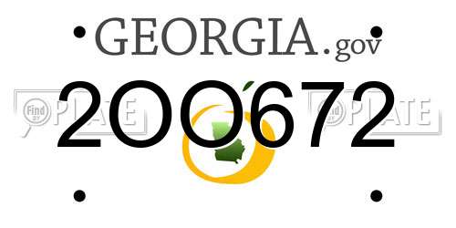 2OO672 Georgia License Plate