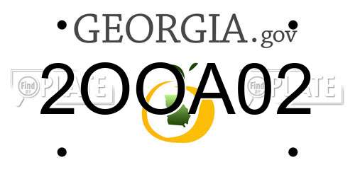 2OOA02 Georgia License Plate