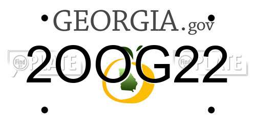 2OOG22 Georgia License Plate