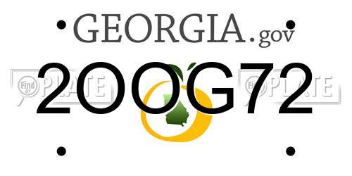 2OOG72 Georgia License Plate