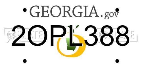 2OPL388 Georgia License Plate