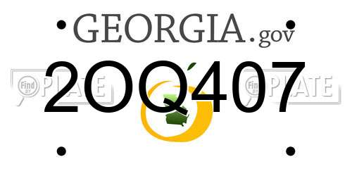 2OQ407 Georgia License Plate