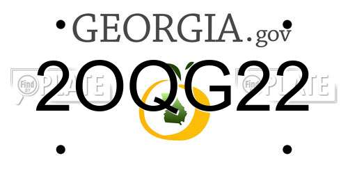 2OQG22 Georgia License Plate