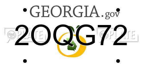 2OQG72 Georgia License Plate