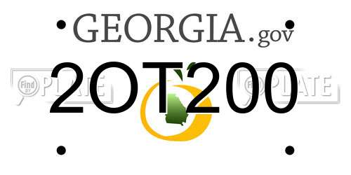 2OT200 Georgia License Plate