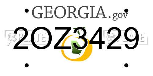 2OZ3429 Georgia License Plate