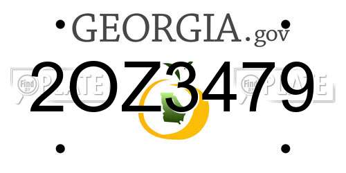 2OZ3479 Georgia License Plate