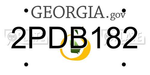 2PDB182 Georgia License Plate
