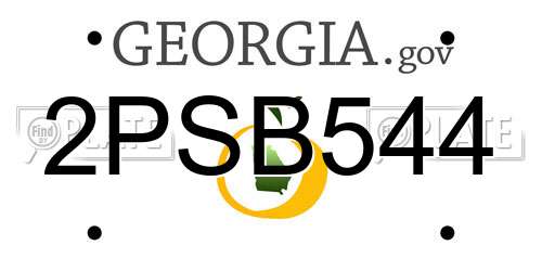 2PSB544 Georgia License Plate