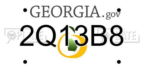 2Q13B8 Georgia License Plate
