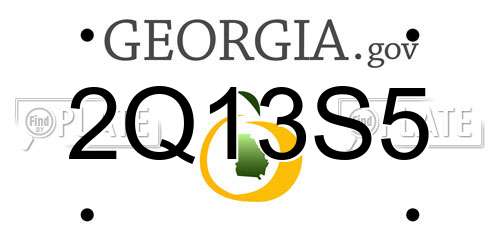 2Q13S5 Georgia License Plate