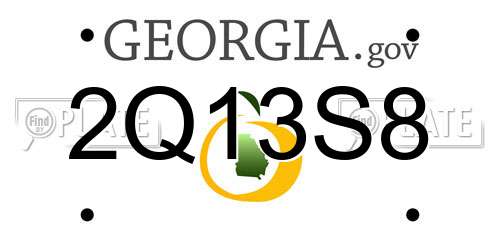 2Q13S8 Georgia License Plate