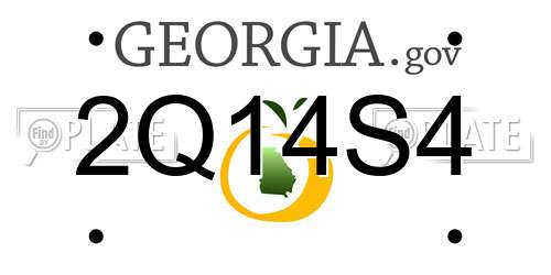 2Q14S4 Georgia License Plate