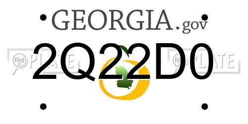 2Q22D0 Georgia License Plate
