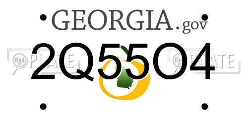 2Q55O4 Georgia License Plate