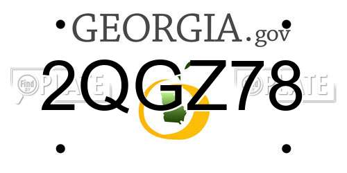 2QGZ78 Georgia License Plate