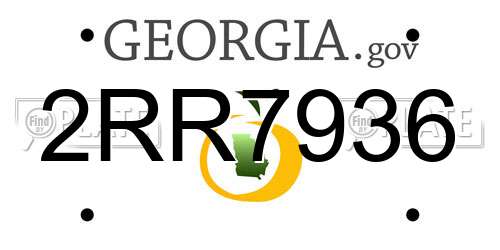 2RR7936 Georgia License Plate