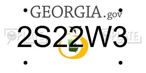 2S22W3 Georgia License Plate