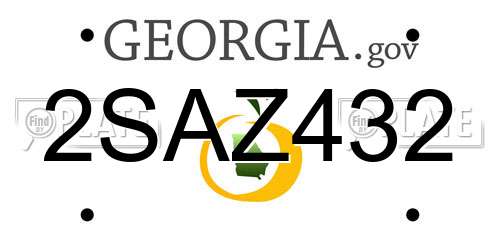 2SAZ432 Georgia License Plate