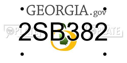 2SB382 Georgia License Plate