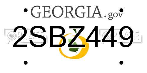 2SBZ449 Georgia License Plate