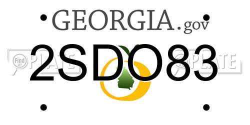 2SDO83 Georgia License Plate