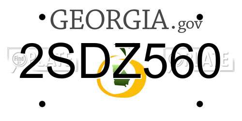 2SDZ560 Georgia License Plate