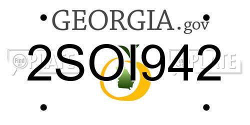 2SOI942 Georgia License Plate