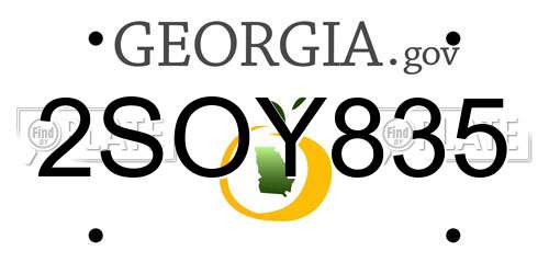 2SOY835 Georgia License Plate